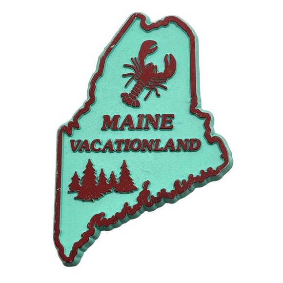 Maine State Outline Refrigerator Magnet Vintage Vacationland Lobster Souvenir - Picture 6 of 6